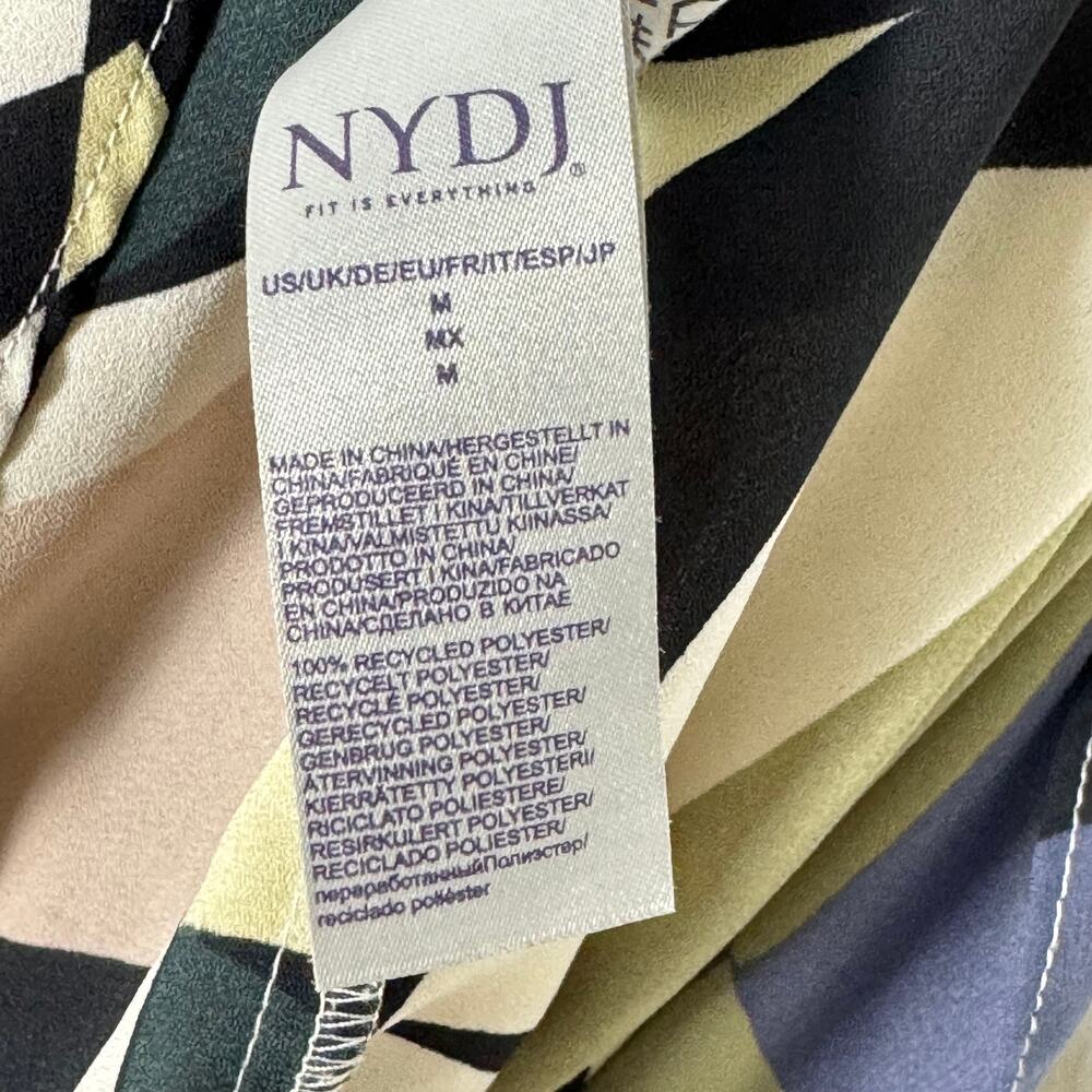 NYDJ Abstract Geometric Tunic Blouse Split Neck Hi Low Career Top Medium - Picture 10 of 11